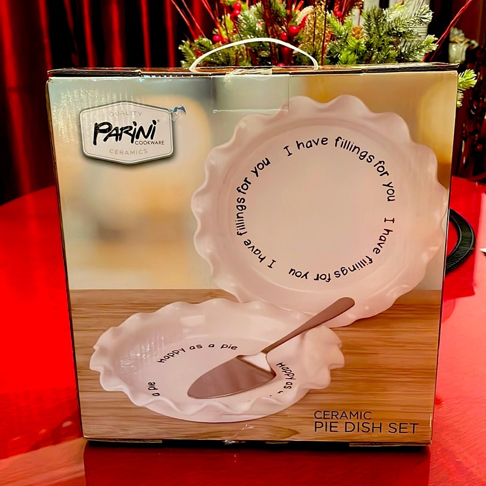 Parini cookware ceramic bakeware pie dish set NIB